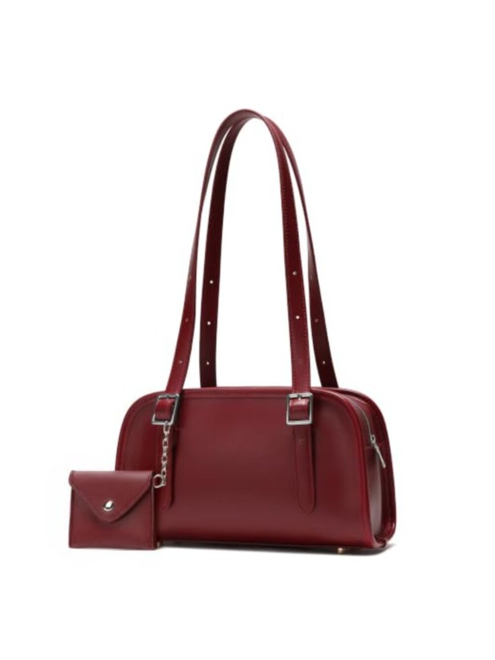 Swing Zip Shoulder Bag Vegan PU Leather Structured Satchel Purse